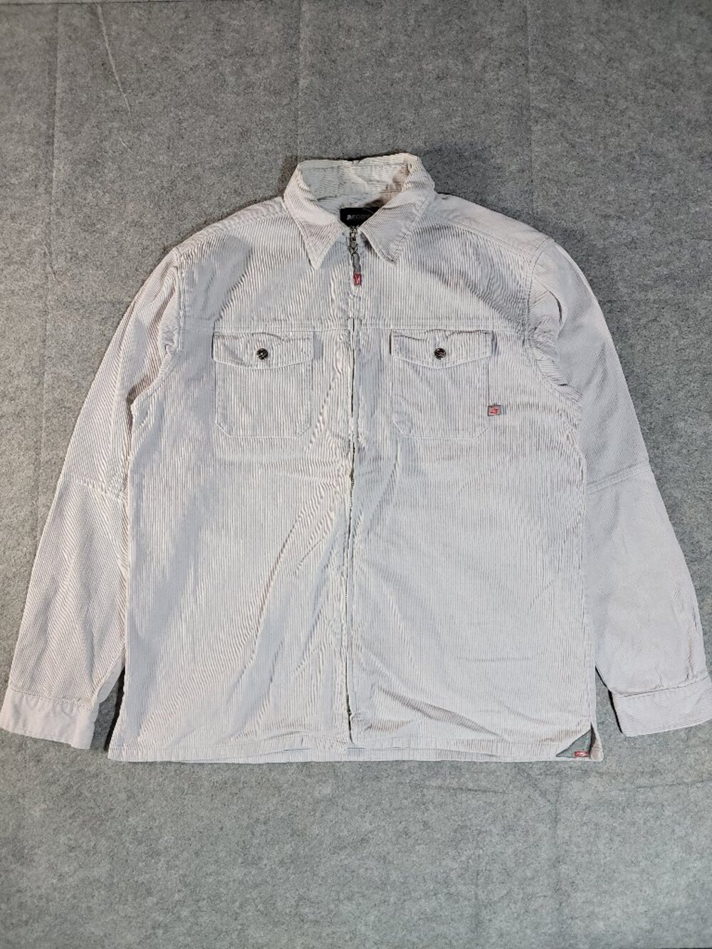 Vintage Y2K Brody Zip Up Corduroy Shirt Jacket Light Grey Mens Medium Shacket